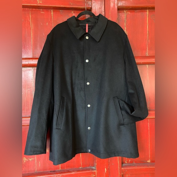 Black Sanyo Pea coat 100% wool size 2XLT - Picture 1 of 6